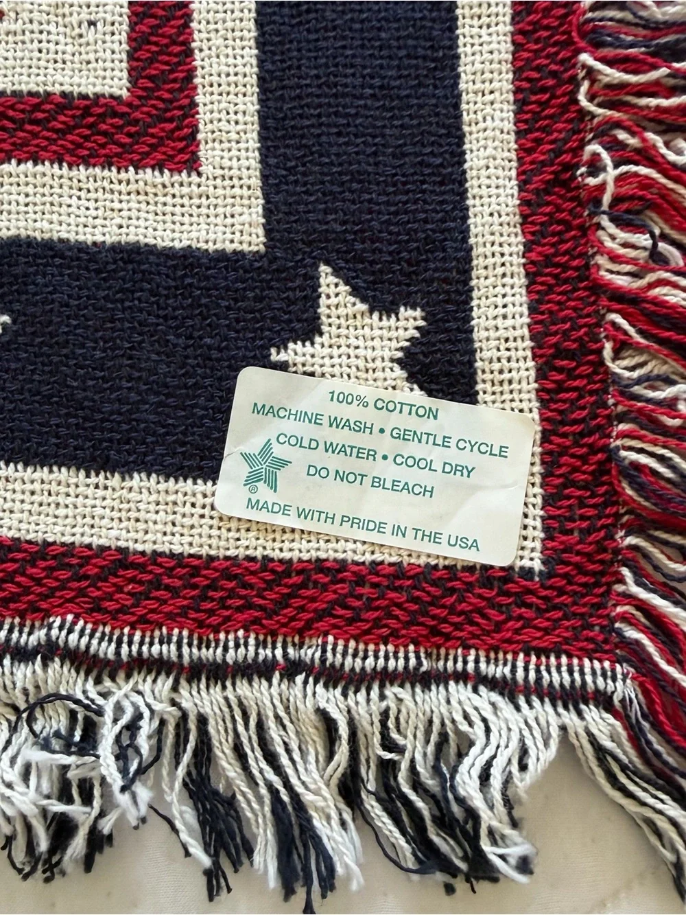 Vintage Brea Police Yorba Linda Throw Fringe Blanket Cotton CA Rare 43 X 70”